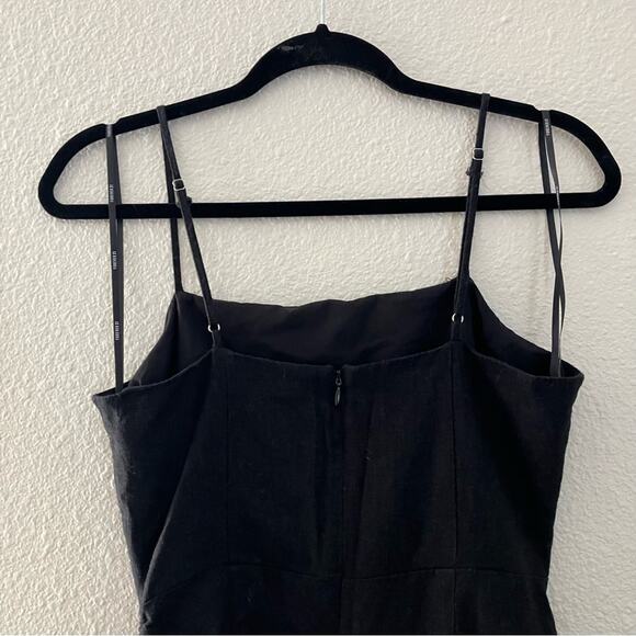 F21 black linen spaghetti strap midi square dress, women's small - Picture 2 of 7